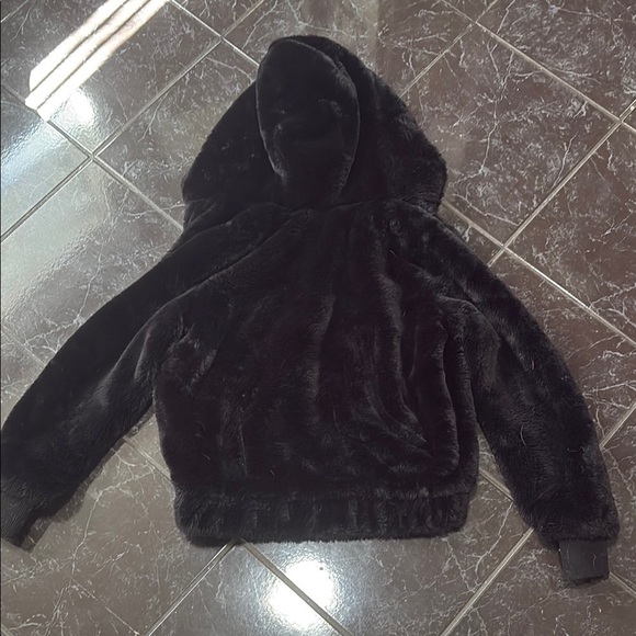 Black Faux Fur Hooded Jacket - Picture 4 of 5